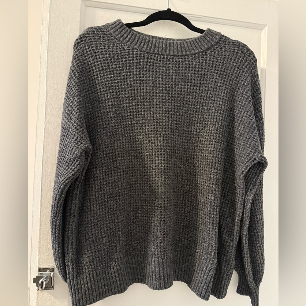 American Eagle Outfitters Gray Waffle Knit Sweater